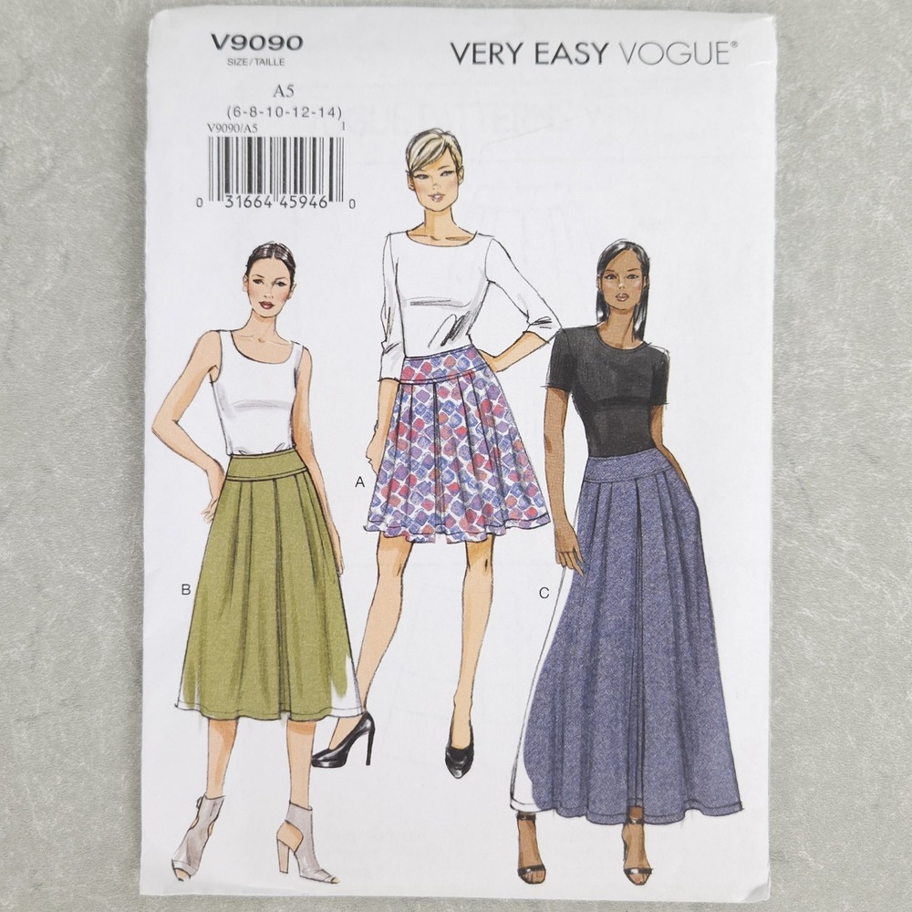 Vogue V9090 Misses Pleated Skirt Sewing Pattern Very EZ Timeless Classic Sz 6-14